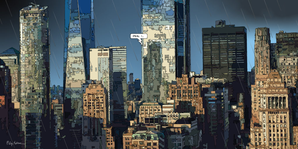 Skyline de New York gratte-ciels — art Ligne Claire New York — Philippe Matine