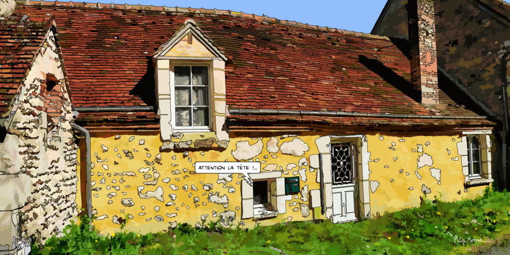 Maison percheronne très basse — art Ligne Claire Le Perche — Philippe Matine