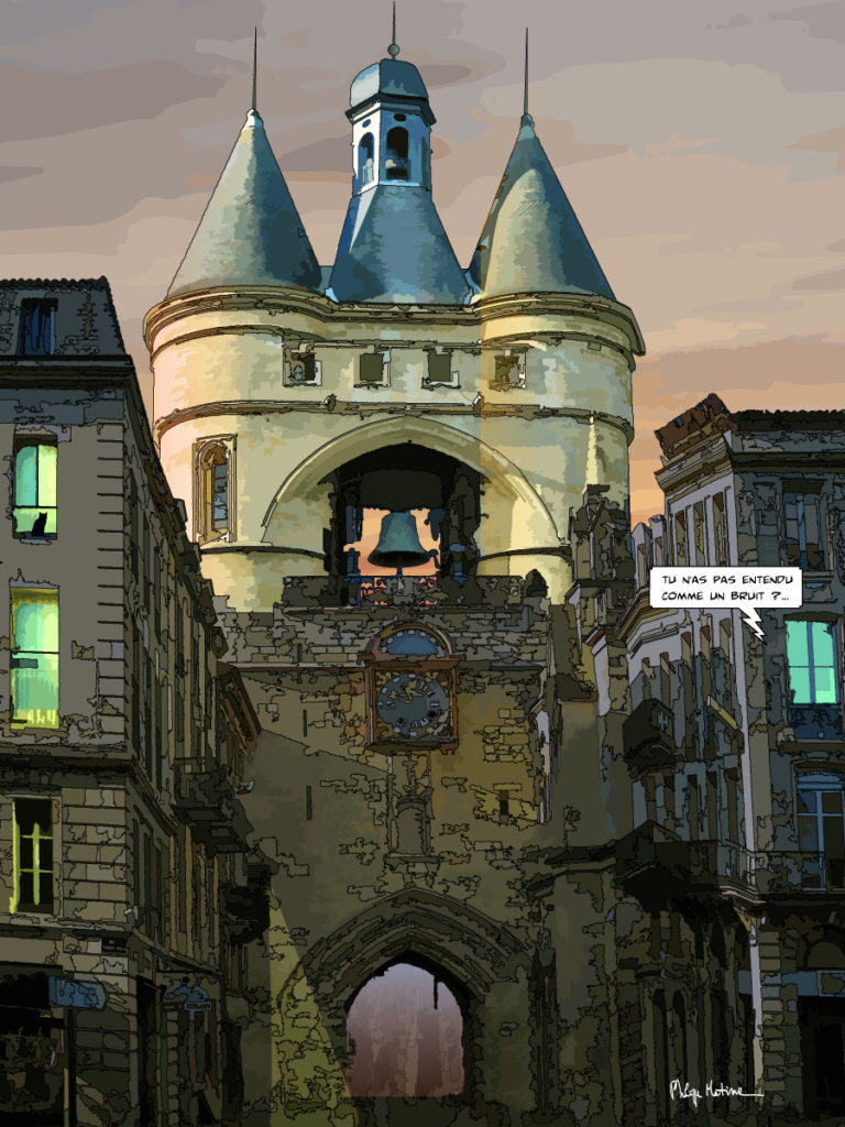 Grosse Cloche Bordeaux porte médiévale — art Ligne Claire Bordeaux — Philippe Matine