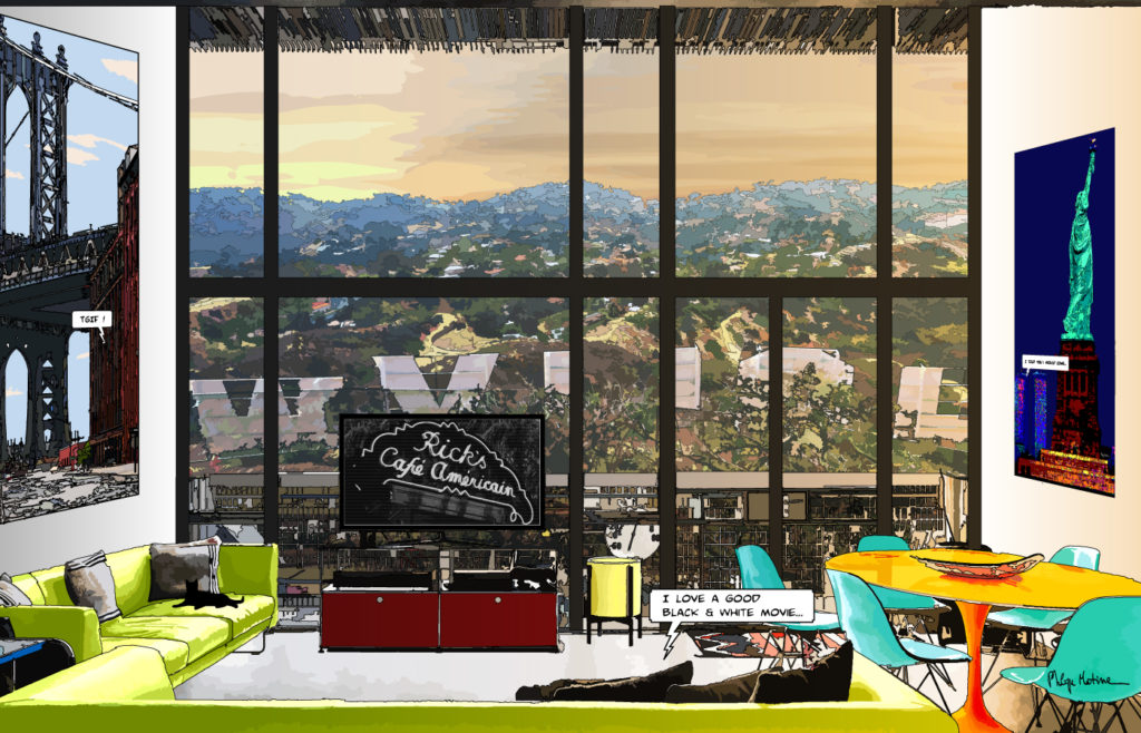 Loft Hollywood Los Angeles vue panoramique — art Ligne Claire Intérieurs — Philippe Matine