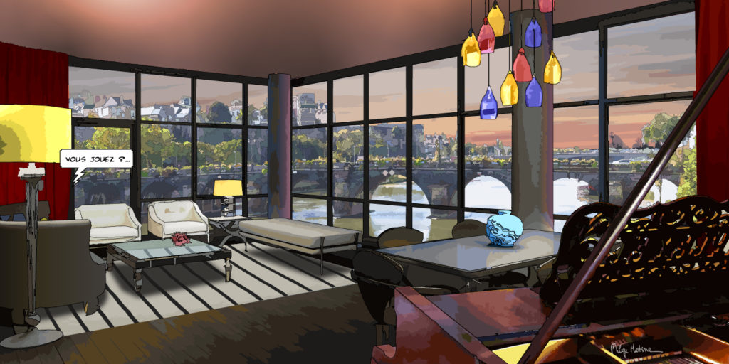 Loft angevin avec vue nocturne — art Ligne Claire Intérieurs — Philippe Matine