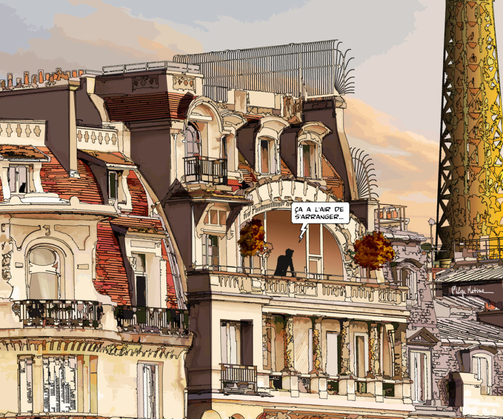 Immeuble parisien ancien façade végétalisée — art Ligne Claire Paris — Philippe Matine