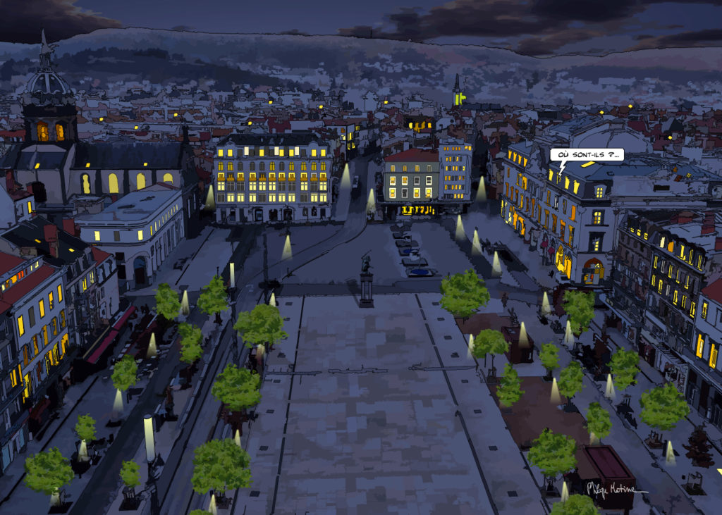Place de Jaude Clermont-Ferrand — art Ligne Claire Auvergne — Philippe Matine