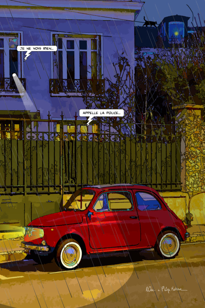 Fiat 500 voiture italienne — art Ligne Claire Motors — Philippe Matine