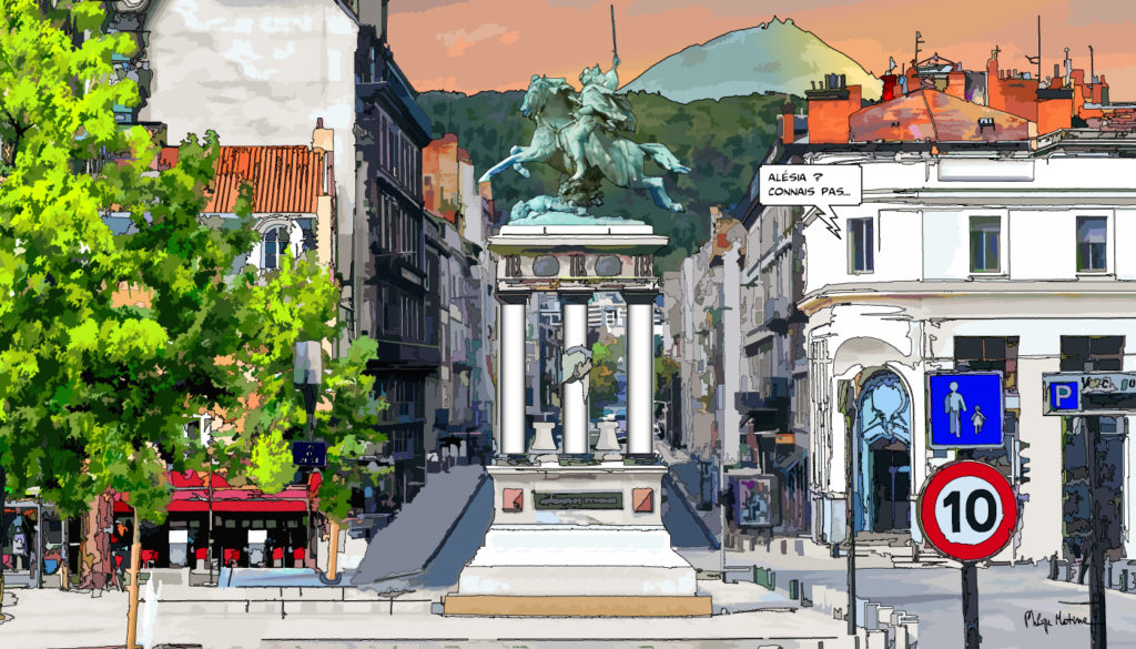 Statue de Vercingétorix place de Jaude Clermont — art Ligne Claire Auvergne — Philippe Matine