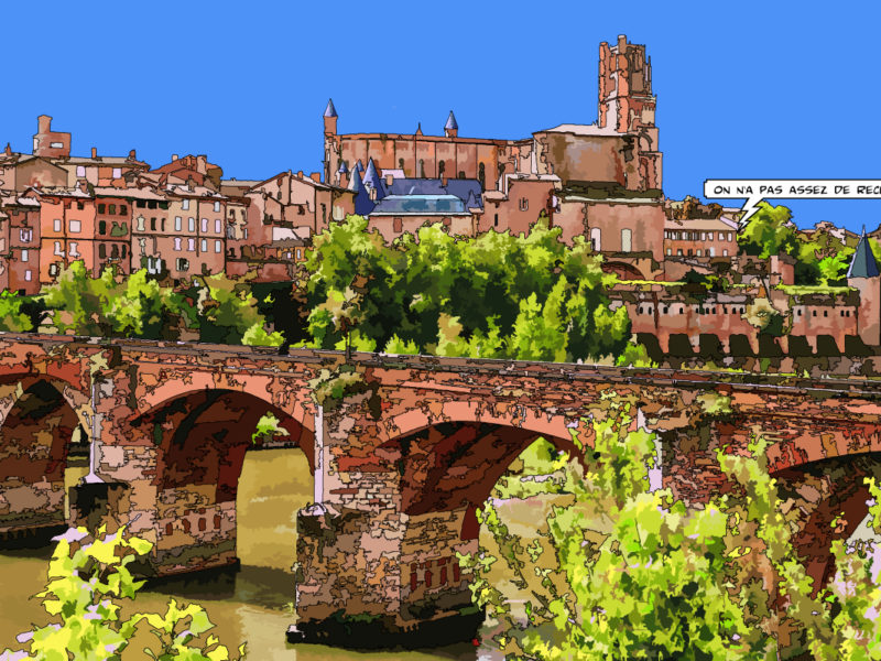 Toulouse et ses toits — art Ligne Claire Toulouse — Philippe Matine