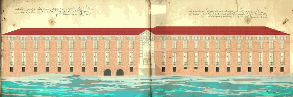 Plan de la Daurade Toulouse bords de Garonne — art Ligne Claire Toulouse — Philippe Matine