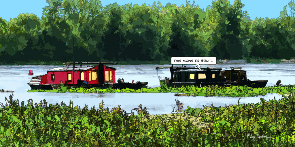 Gabarres sur la Loire Angers — art Ligne Claire Angers — Philippe Matine