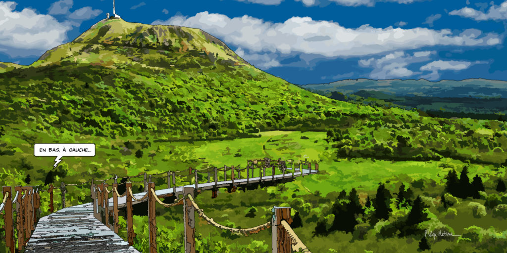 Randonnée au sommet du Puy-de-Dôme — art Ligne Claire Auvergne — Philippe Matine
