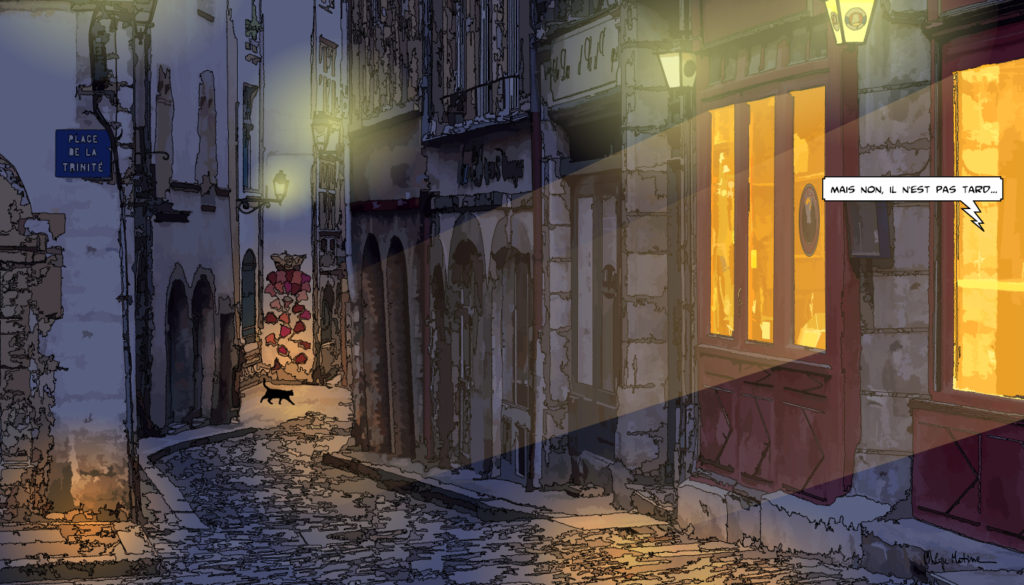Place de la Trinité Lyon vieille ville — art Ligne Claire Lyon — Philippe Matine