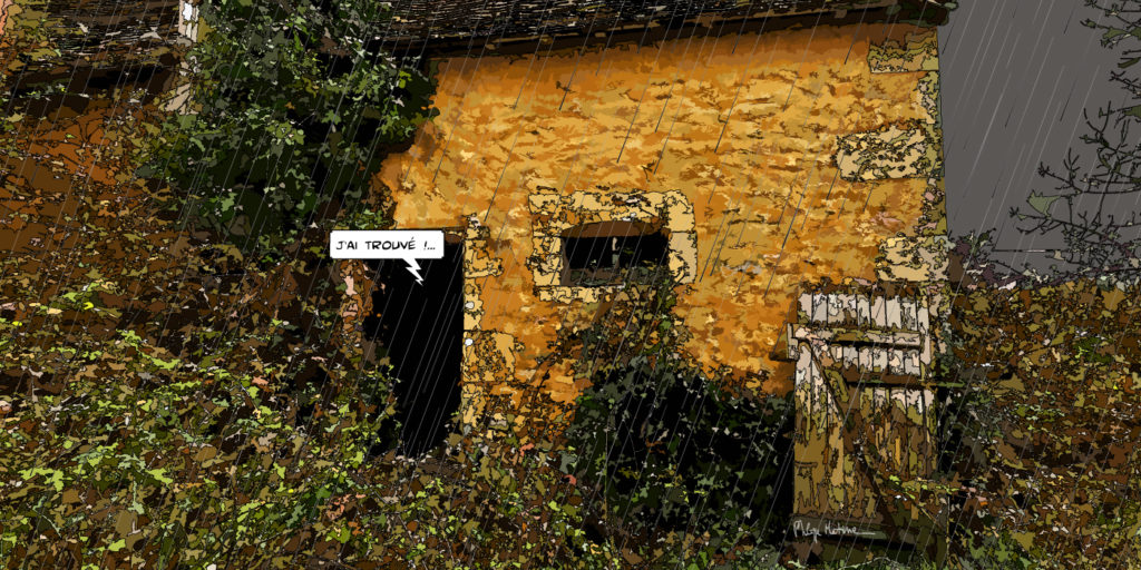 Maison percheronne en pierres automne — art Ligne Claire Le Perche — Philippe Matine