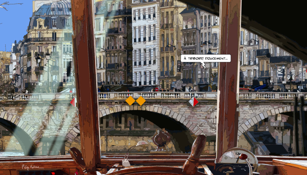 Intérieur de péniche parisienne — art Ligne Claire Intérieurs — Philippe Matine