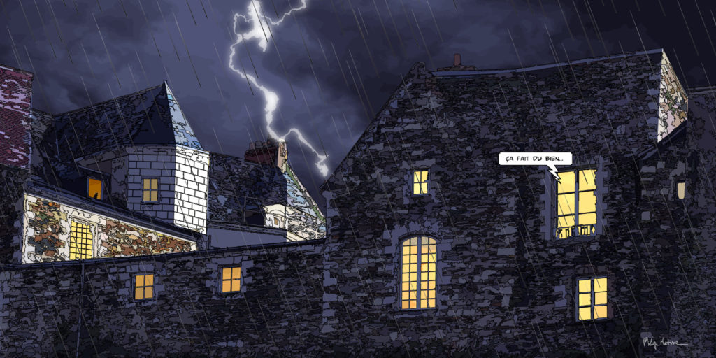 Angers nuit d'orage lumières dramatiques — art Ligne Claire Angers — Philippe Matine
