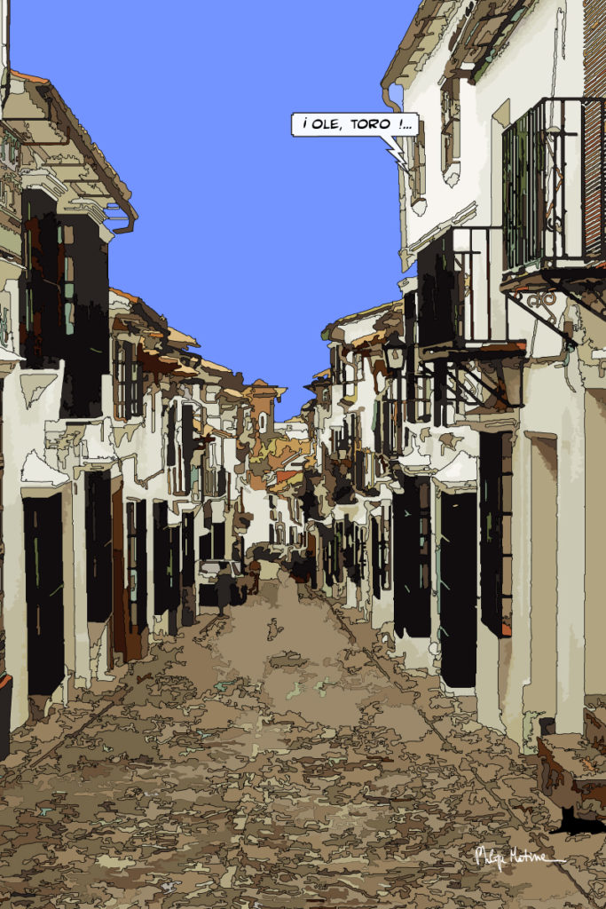 Calle del Sol Espagne rue ensoleillée — art Ligne Claire Espagne — Philippe Matine