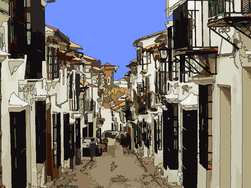 Calle del Sol Espagne rue ensoleillée — art Ligne Claire Espagne — Philippe Matine