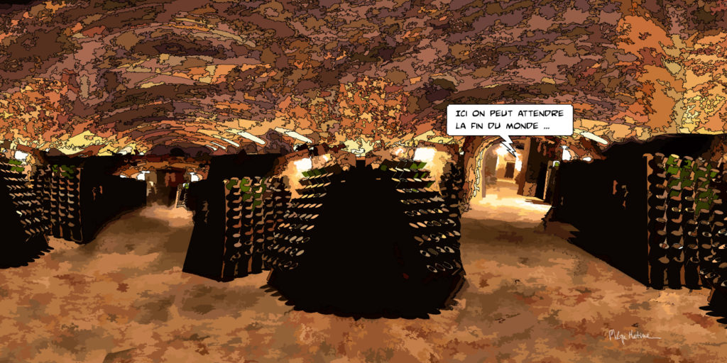 Caves de Champagne Reims galeries souterraines — art Ligne Claire Reims — Philippe Matine