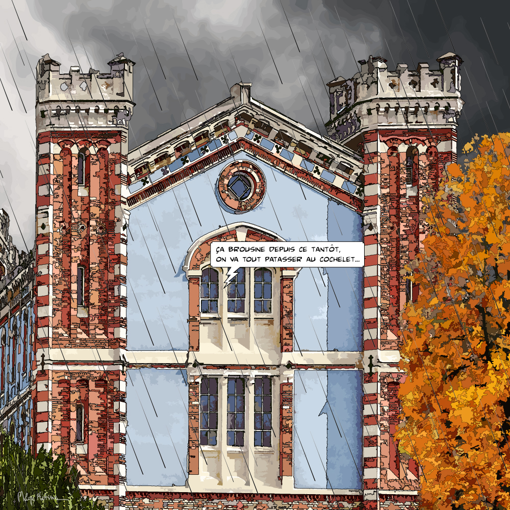Façade Art Nouveau Reims Champagne automne — art Ligne Claire Reims — Philippe Matine