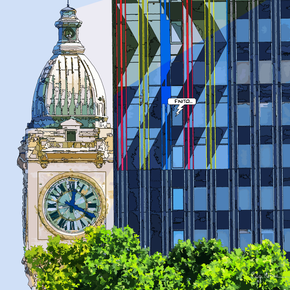 Gare de Lyon à Paris et horloge monumentale — art Ligne Claire Paris — Philippe Matine