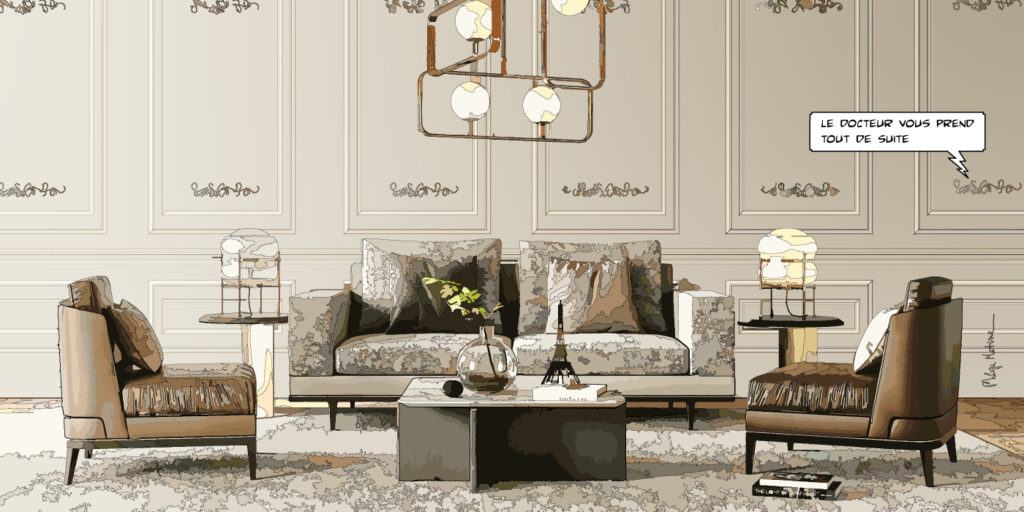 Salle d'attente design contemporain — art Ligne Claire Intérieurs — Philippe Matine
