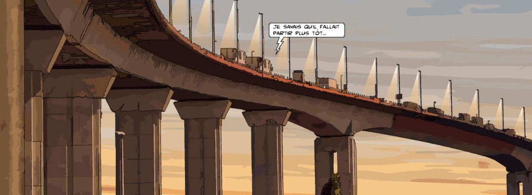 Pont de Nantes coucher de soleil — art Ligne Claire Nantes — Philippe Matine