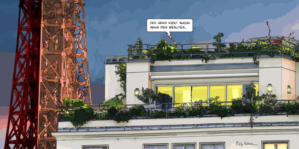 Vue moderne de Paris architecture contemporaine — art Ligne Claire Paris — Philippe Matine