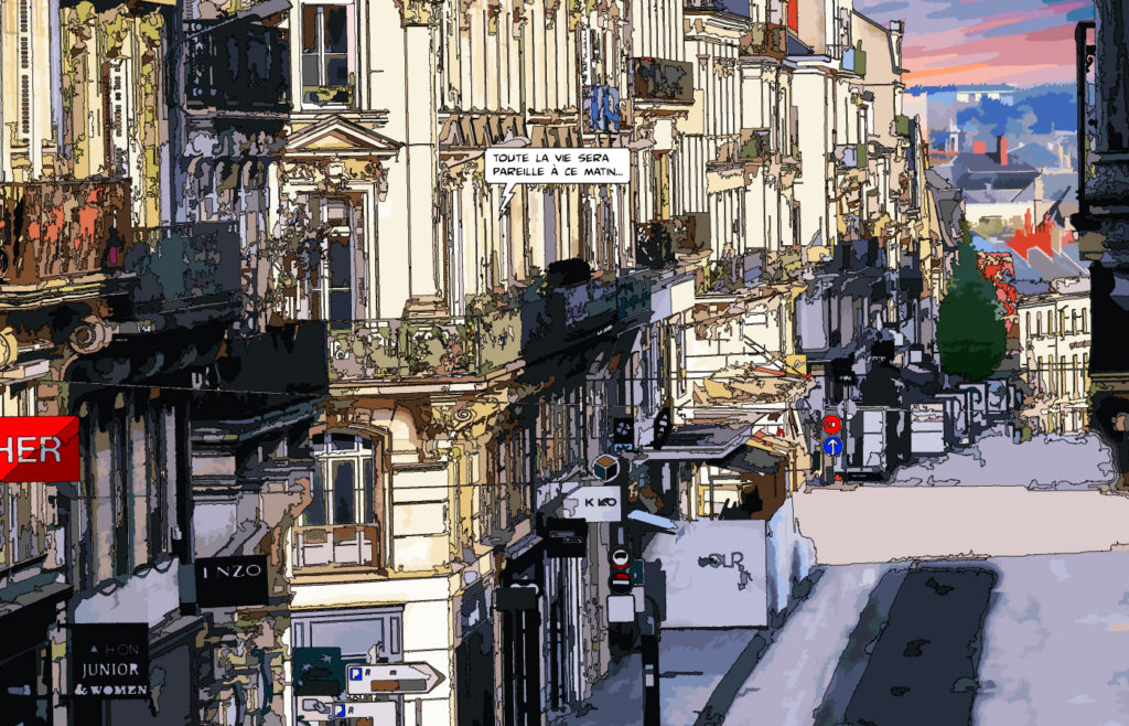 Rue Chaperonnière Angers — art Ligne Claire Angers — Philippe Matine