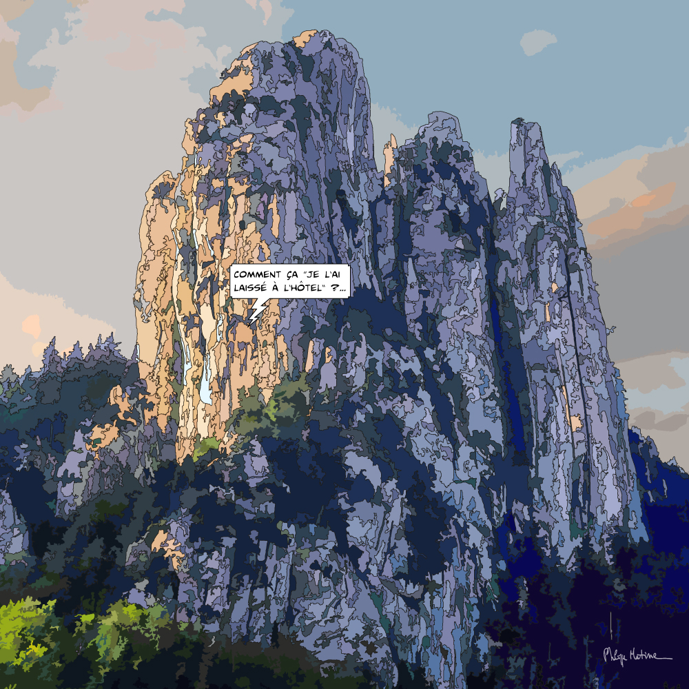 Les Trois Pucelles massif de Belledonne — art Ligne Claire Montagne — Philippe Matine