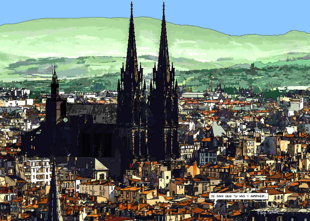 Cathédrale gothique Clermont-Ferrand et Puy-de-Dôme — art Ligne Claire Auvergne — Philippe Matine