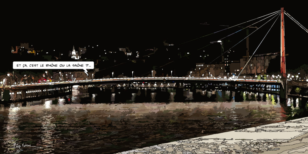 Passerelle du Palais de Justice Lyon — art Ligne Claire Lyon — Philippe Matine