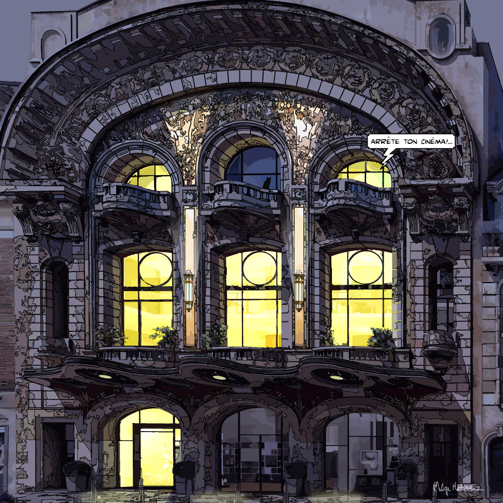 Cinéma de Reims façade Art Nouveau— art Ligne Claire Reims — Philippe Matine