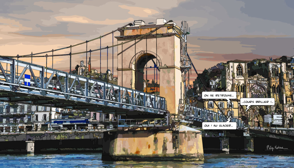 Passerelle de Vienne sur le Rhône — art Ligne Claire Lyon — Philippe Matine