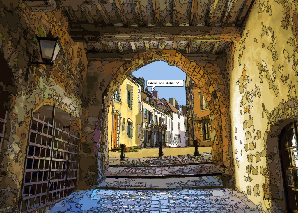 Porte de Bellême Le Perche ruelle médiévale — art Ligne Claire Le Perche — Philippe Matine