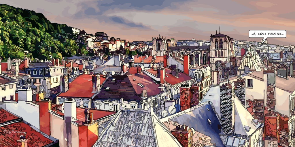 Bas quartier Saint-Jean Lyon vieille ville — art Ligne Claire Lyon — Philippe Matine