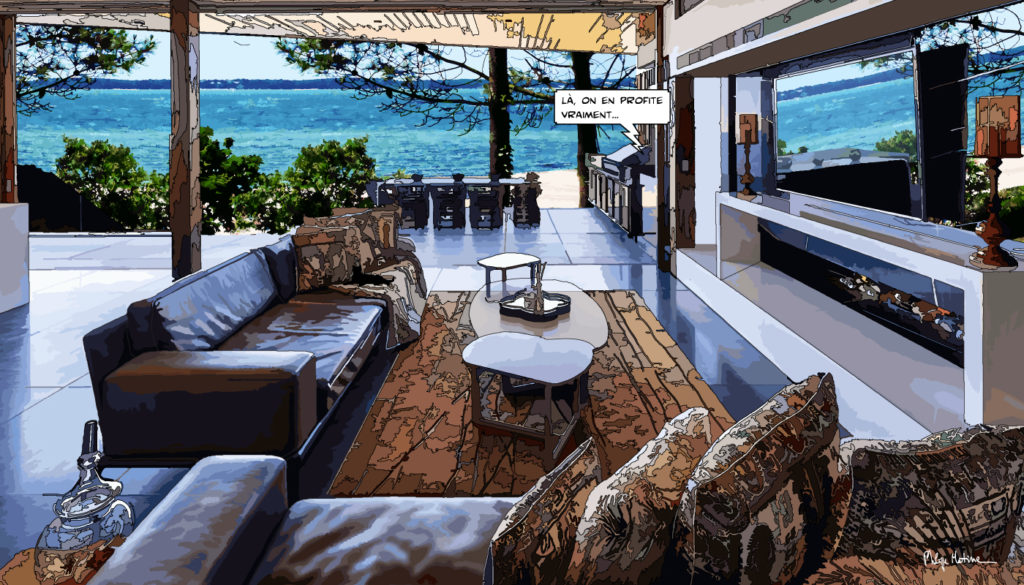 Loft face à la mer Arcachon terrasse — art Ligne Claire Bordeaux — Philippe Matine