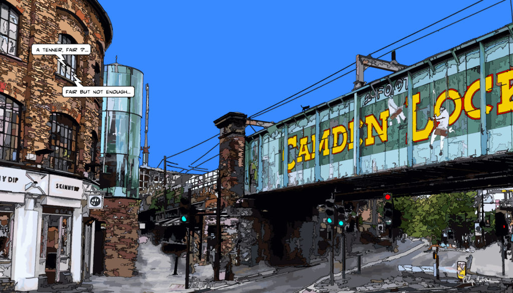 Pont de Camden Londres — art Ligne Claire London — Philippe Matine