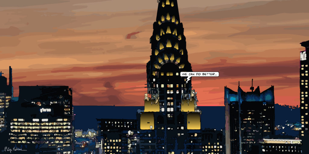 Chrysler Building New York la nuit — art Ligne Claire New York — Philippe Matine
