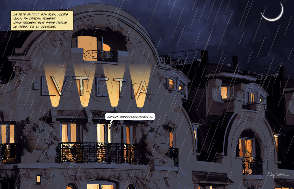 Hôtel Lutetia Paris la nuit — art Ligne Claire Paris — Philippe Matine