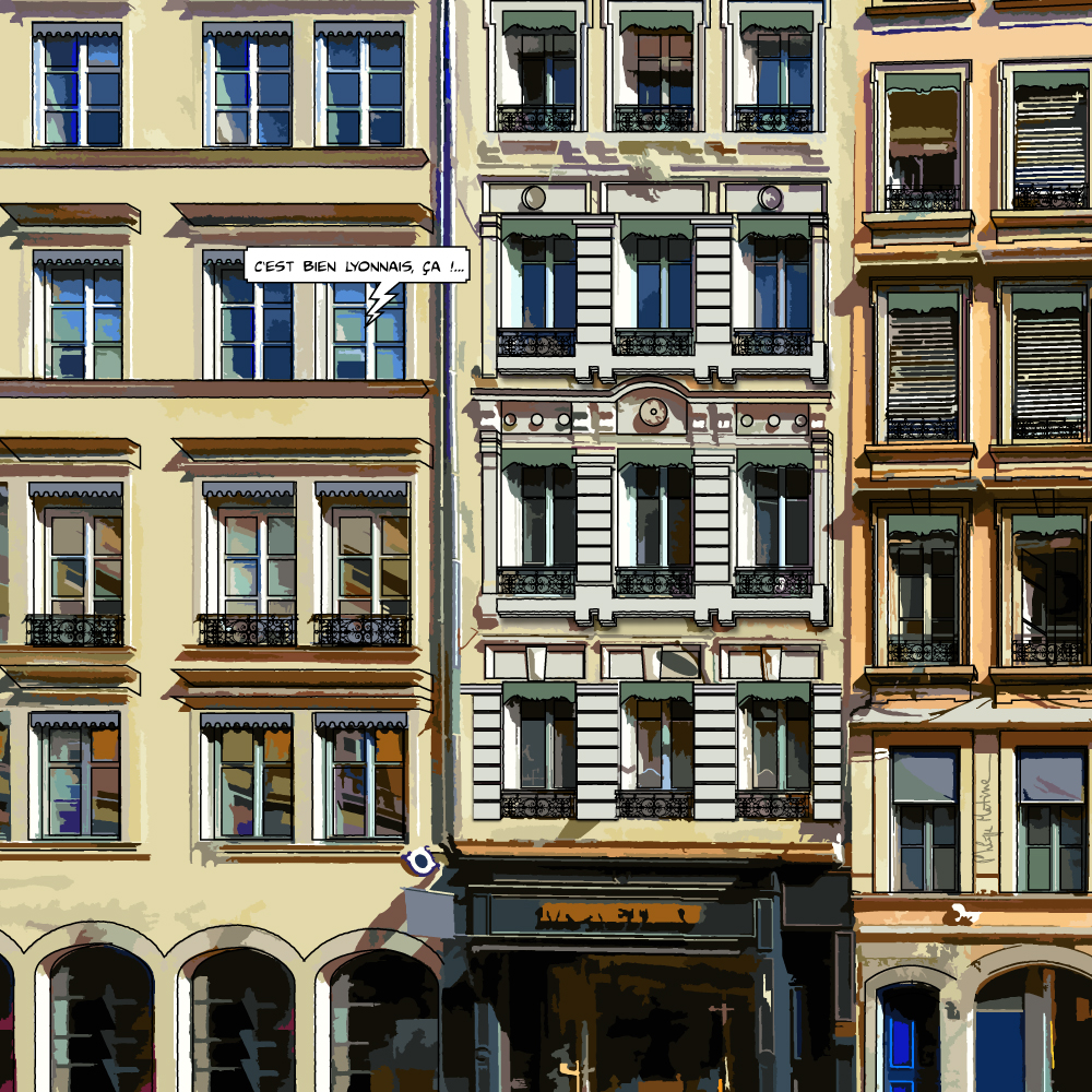 Immeuble des Jacobins Lyon façade — art Ligne Claire Lyon — Philippe Matine