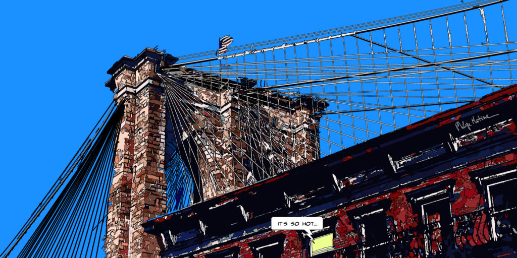 Pont de Brooklyn New York vue depuis le dessus — art Ligne Claire New York — Philippe Matine