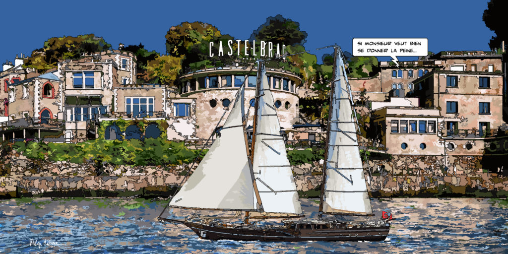 Villa Castelbrac Dinard vue panoramique — art Ligne Claire Bretagne — Philippe Matine