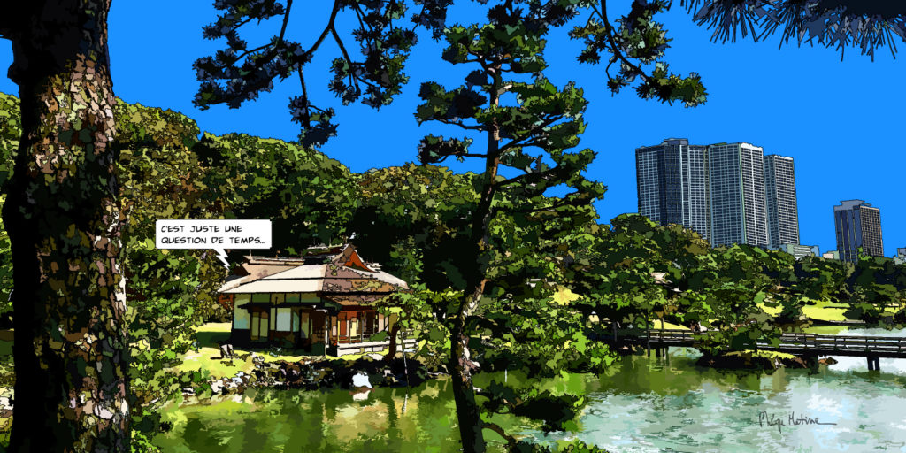 Jardin japonais urbain pavillon — art Ligne Claire Japon — Philippe Matine