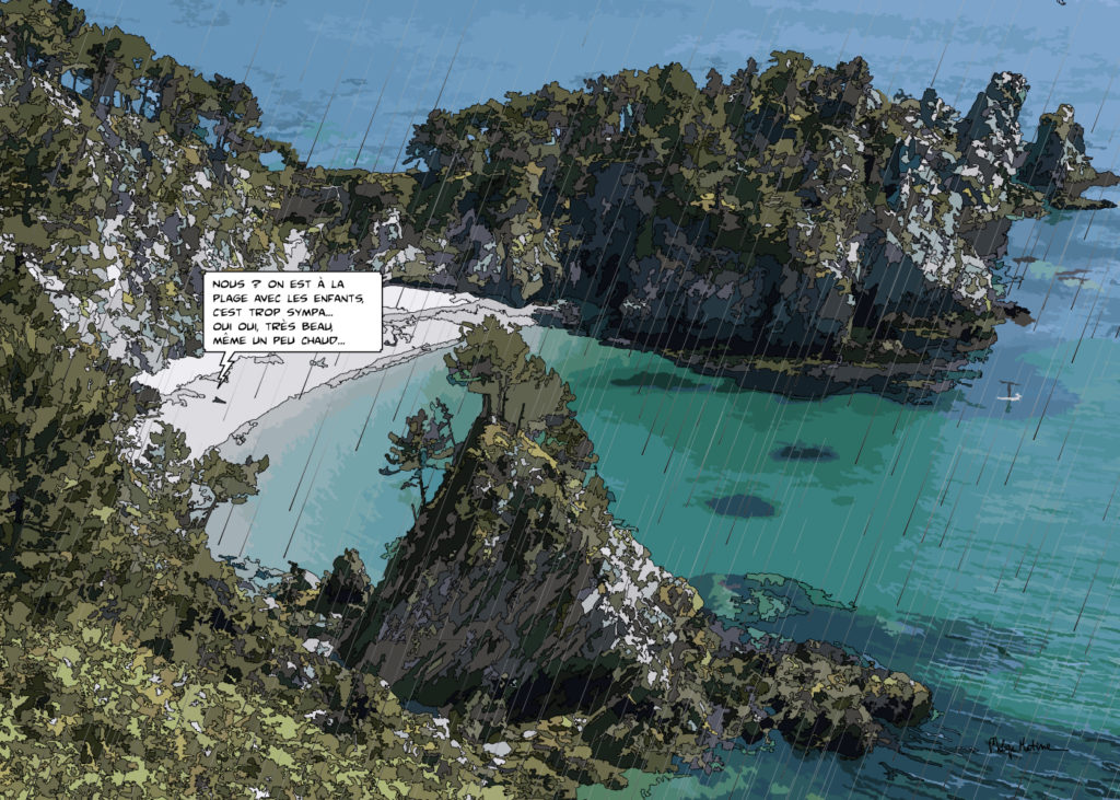 Île de Crozon Bretagne falaises et mer — art Ligne Claire Bretagne — Philippe Matine