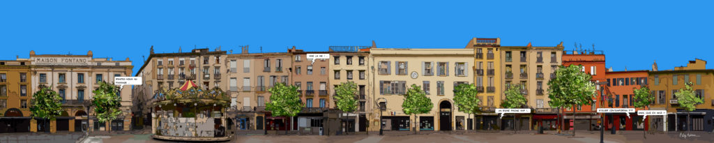 Place de la République Perpignan — art Ligne Claire Marseille — Philippe Matine