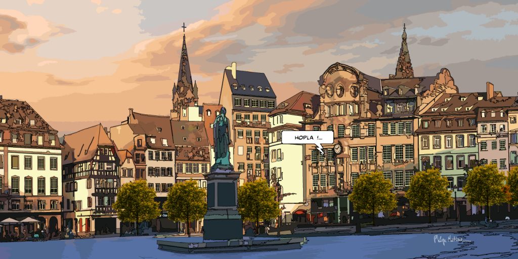 Place Kléber Strasbourg monument et façades — art Ligne Claire Strasbourg — Philippe Matine