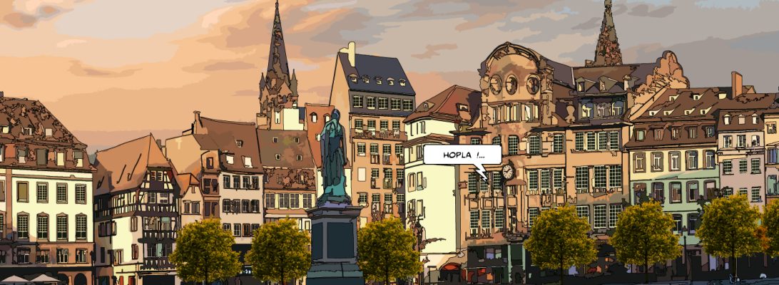 Place Kléber Strasbourg monument et façades — art Ligne Claire Strasbourg — Philippe Matine