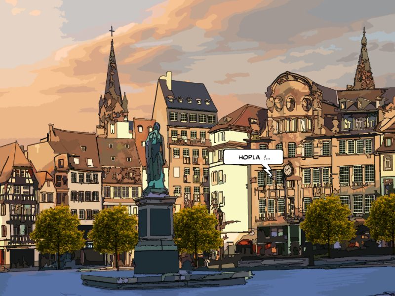 Place Kléber Strasbourg monument et façades — art Ligne Claire Strasbourg — Philippe Matine