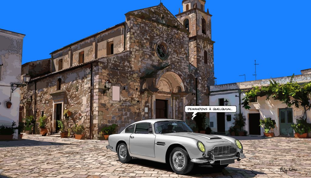 Aston Martin DB5 Calabre Italie — art Ligne Claire Motors — Philippe Matine