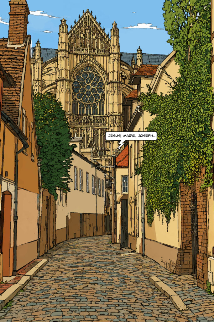 à Beauvais, une ruelle pavée derrière la cathédrale qui n'a pas changé depuis le Moyen-Age