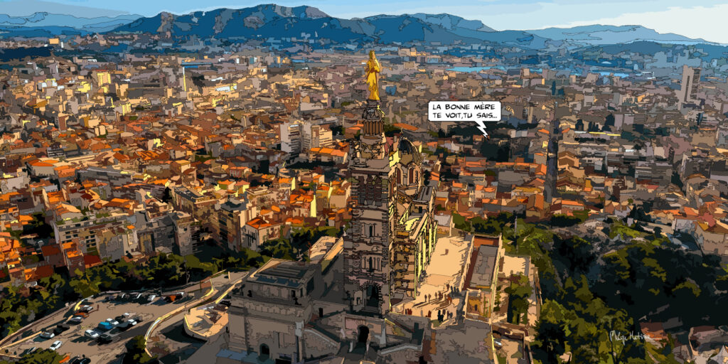 Notre-Dame de la Garde Marseille — art Ligne Claire Marseille — Philippe Matine