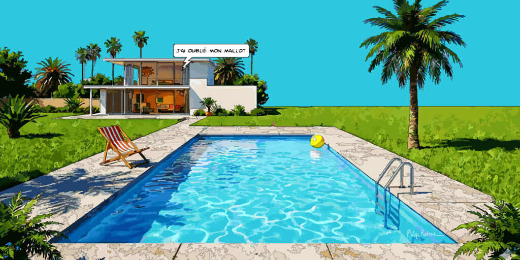 Hommage Hockney — art Ligne Claire Hommages— Philippe Matine